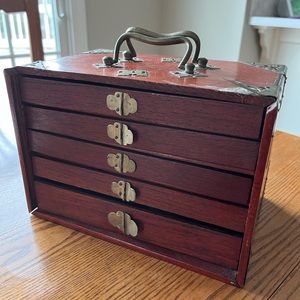Antique 1920’s Mahjong Game Set Wood Bone Bamboo